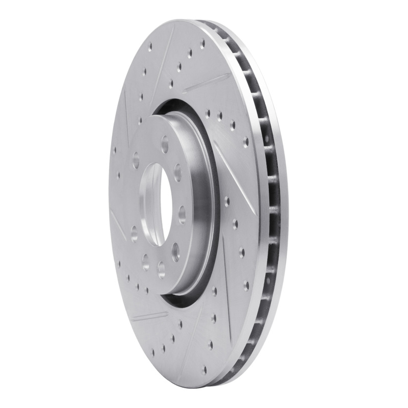 Chevrolet ASTRA Brake Rotor (1) - Front Left - R1 Concepts - Drilled & Slotted - Silver - `99-`10